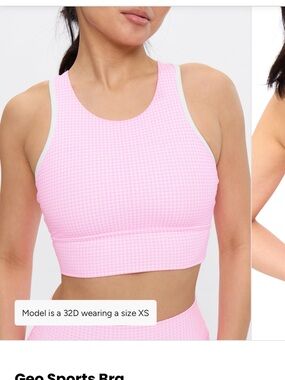 NWT BuffBunny Geo Sports Bra Pink Gingham/ L